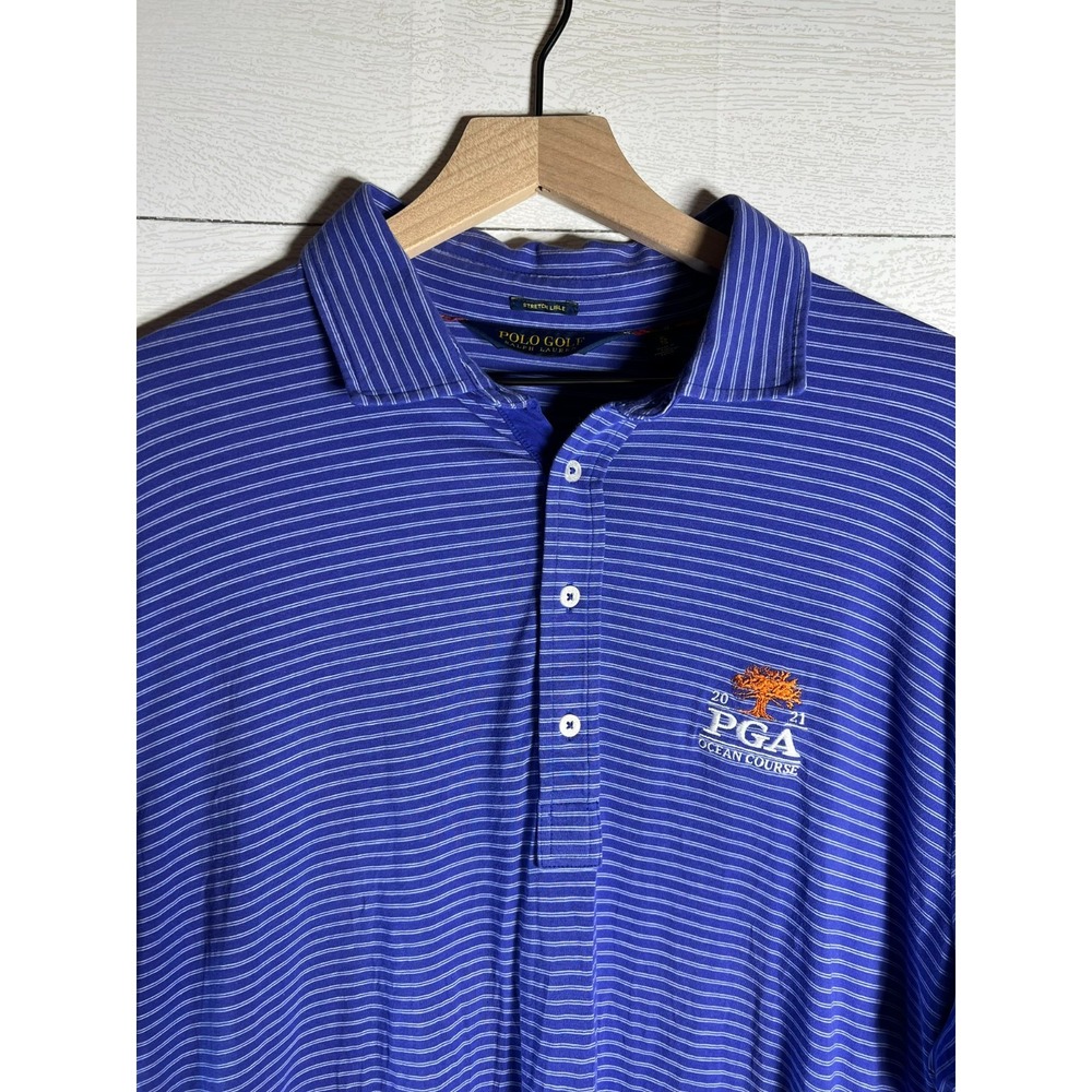 Polo Golf Ralph Lauren Mens XL Striped Golf Shirt Stretch PGA Ocean Course 2021
